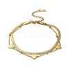 304 Stainless Steel Double Layer Heart Link Chain Anklets for Women AJEW-Q012-01G-2