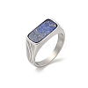 316L Stainless Steel Natural Lapis Lazuli Finger Rings for Women RJEW-U054-02C-03P-4