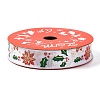 5 Yards Christmas Gold Stamping Polyester Printed Ribbon OCOR-A008-01G-1