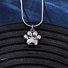 304 Stainless Steel Dog Paw Print Pendant Necklaces for Women NJEW-Z044-13P-2