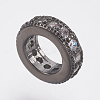 Brass Micro Pave Cubic Zirconia Rondelle Wheel European Beads LS-ZIRC-F083-094B-RS-2