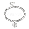 304 Stainless Steel Flat Round with Hamsa Hand Charm Bracelets BJEW-A036-13P-4