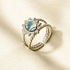 304 Stainless Steel with Natural Shell Cuff Open Rings for Women LD3534-2-1