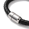Men's Braided Black PU Leather Cord Bracelets BJEW-K243-31AS-3