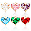 6Pcs 6 Colors Brass Pave Cubic Zirconia Heart Charms KK-GA0002-32-1