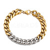 Two-tone 304 Stainless Steel Cuban Link Chain Bracelets for Men FS-WG114D5-03-1
