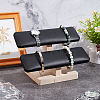 PU Leather 2-Tier T-Bar Bracelet Display Stands with Wooden Base BDIS-WH0010-09B-4