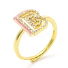 Mixed Color Enamel Initial Letter Adjustable Ring with Clear Cubic Zirconia RJEW-P045-01G-B-4