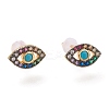 Brass Micro Pave Cubic Zirconia Stud Earrings ZIRC-I044-19B-1
