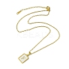 Ion Plating(IP) Rectangle with Initial Letter 304 Stainless Steel Pendant Necklace NJEW-R265-04G-F-3