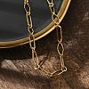 304 Stainless Steel Rhombus & Oval Link Chain Necklace BJEW-B072-03G-1