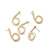 Brass Number Stud Earrings with 925 Sterling Silver Pins for Women LS-EJEW-A077-01F-2