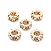 Brass Micro Pave Clear Cubic Zirconia Rondelle European Beads KK-R216-20KCG-1