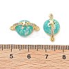 Brass Micro Pave Clear Cubic Zirconia Planet Connector Charms KK-B129-28G-02-3