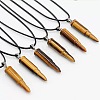 Natural Tiger Eye Bullet Shaped Pendant Black PU Leather Vintage Punk Style Hip Hop Necklaces for Men QC5862-3