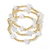 3Pcs Brass Round Beads Strertch Bracelets SI5591-4-1