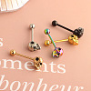 Skull 304 Stainless Steel Straight Barbell 15 Gauge Piercing Tongue Rings for Women Men FS-WG07D05-04-3