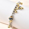 Brass Enamel Round Beads Charm Bracelets for Women BJEW-D317-11B-PG-3