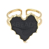 Ion Plating(IP) 304 Stainless Steel Enamel Heart Cuff Finger Rings RJEW-L107-078B-G-2