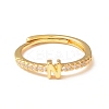 Clear Cubic Zirconia Initial Letter Adjustable Ring RJEW-C052-01G-N-2