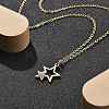 304 Stainless Steel Crystal Rhinestone Double Star Pendant Cable Chain Necklaces NJEW-Z056-02A-G-1