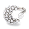 Rack Plating Moon Brass ABS Imitation Pearl Open Cuff Rings for Women RJEW-S242-07P-2