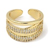 Rack Plating Brass Micro Pave Cubic Zirconia Cuff Finger Rings for Women RJEW-C114-15A-G-2