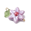 Glazed Flower Porcelain Pendants PALLOY-TA00353-4