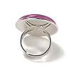 Natural Banded Agate Round Adjustable Rings RJEW-K371-09S-20-4