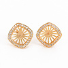 Brass Micro Pave Clear Cubic Zirconia Stud Earring Findings KK-S356-247-NF-1