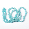 Pale Turquoise Color Spray Painted Round Imitation Jade Glass Beads Strands X-DGLA-S076-8mm-19-5