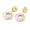 304 Stainless Steel Enamel Dangle Stud Earrings for Women EJEW-F353-01G-01-4