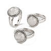 Natural Quartz Crystal Round Adjustable Rings RJEW-K271-02P-03-1
