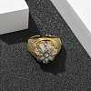 Brass Micro Pave Clear Cubic Zirconia Cuff Finger Rings for Women RJEW-B112-03GP-2
