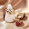 Brass Micro Pave Cubic Zirconia Enamel Cuff Rings for Women RJEW-L113-041G-2