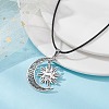 Tibetan Style Alloy Moon & Sun Pendant Necklace with Waxed Cords NJEW-JN04458-2