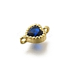 Heart Brass Cubic Zirconia Connector Charms KK-P295-34G-04-2