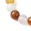 Natural Carnelian & Rose Quartz & Carnelian & Rainbow Moonstone Round Beaded Stretch Bracelets BJEW-JB10910-02-3