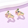 Brass Micro Pave Cubic Zirconia T-Shaped Stud Earrings EJEW-B153-07G-1