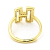 Mixed Color Enamel Initial Letter Adjustable Ring with Clear Cubic Zirconia RJEW-P045-01G-H-3