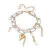 304 Stainless Steel Paperclip Chains and Curb Chains Multi-layered Bracelets BJEW-JB12750-2