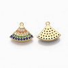 Brass Colorful  Cubic Zirconia Charms ZIRC-Q021-037G-NF-2