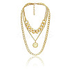 Alloy Disc Pendant 3 Layer Necklaces for Women FS-WGAC560-01-2