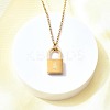 304 Stainless Steel Rolo Chain Pendant Necklaces NJEW-S444-01G-12-5
