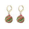 Handmade MIYUKI Japanese Seed Braided Round Ball Dangle Leverback Earrings EJEW-MZ00073-01-1