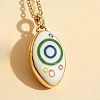 Printed Brass Enamel Oval Pendant Necklaces for Women WGE62A2-02-1