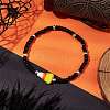 3Pcs 3 Styles Halloween Skull & Candy Corn Acrylic and Synthetic Magnesite Bracelet Sets BJEW-JB10525-4
