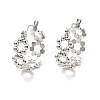 304 Stainless Steel Beaded Ring Hoop Earrings for Women EJEW-P202-02P-1