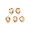 Brass Pave Clear Cubic Zirconia Flat Round Connector Charms KK-H515-02A-G-1