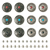 12 Sets 6 Style Flat Round Alloy Coin Screwback Rivets FIND-TA0004-02-2